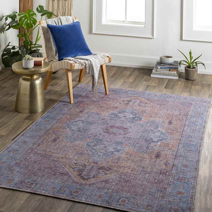 Komi Traditional Burnt Orange Washable Area Rug