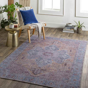Komi Traditional Burnt Orange Washable Area Rug