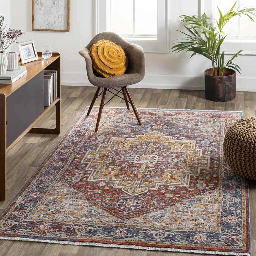 Houghton Traditional Dark Red Area Rug