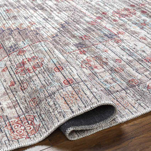 Village Traditional Brown Washable Area Rug