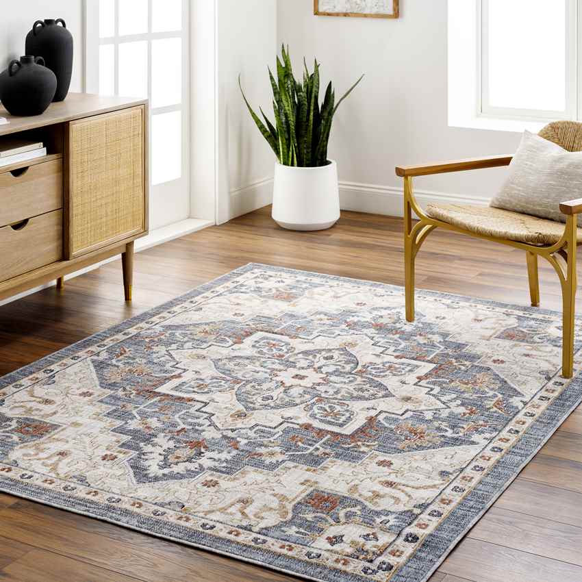 Morrowville Traditional Denim Area Rug