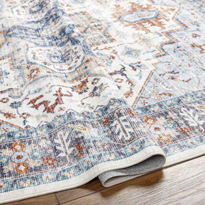 New Cambria Traditional Light Denim Washable Area Rug