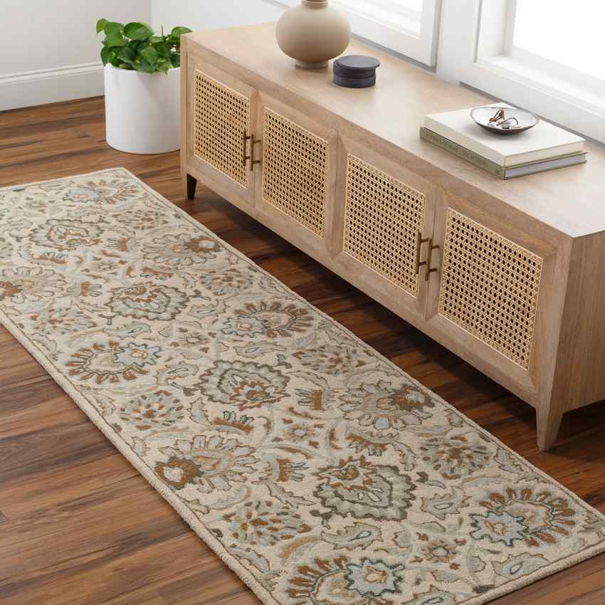 Lyon Traditional Dark Green Area Rug