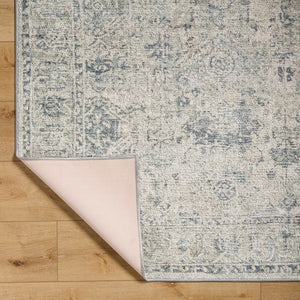 Arran Traditional Denim Washable Area Rug