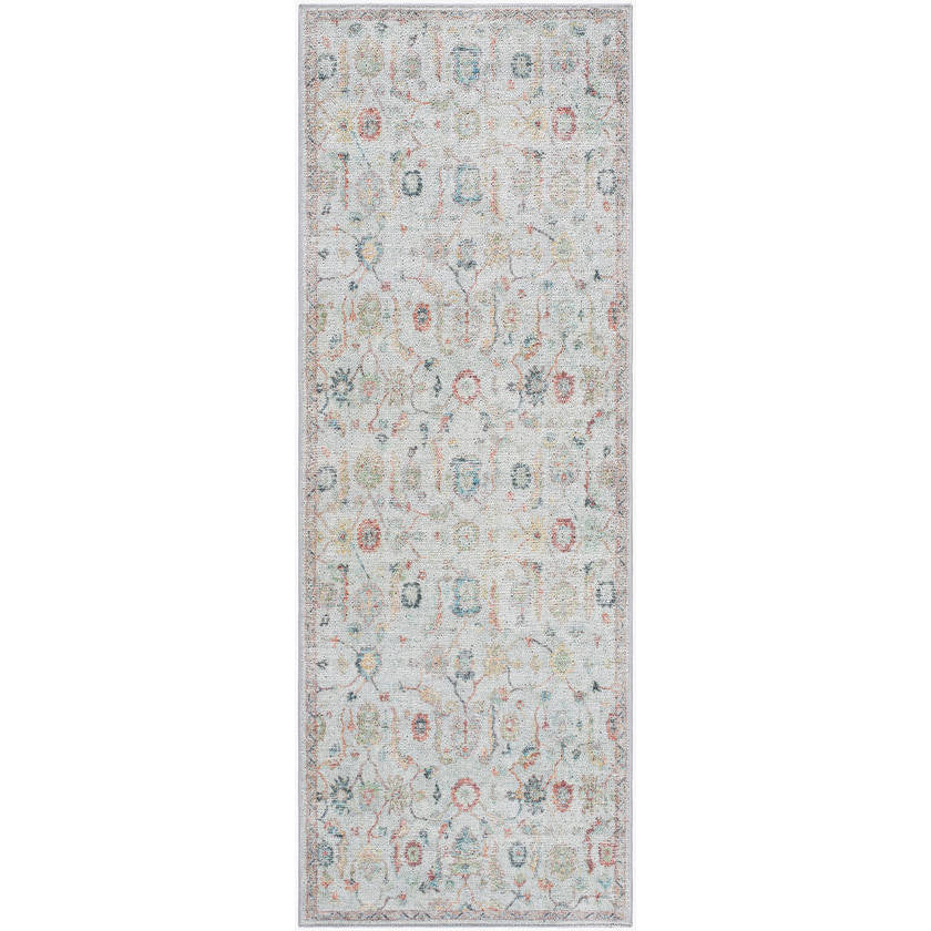 Katharyn Traditional Pale Blue Washable Area Rug