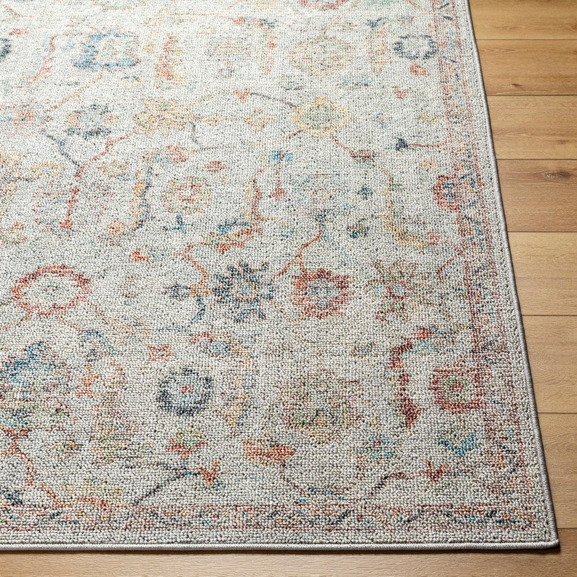Katharyn Traditional Pale Blue Washable Area Rug