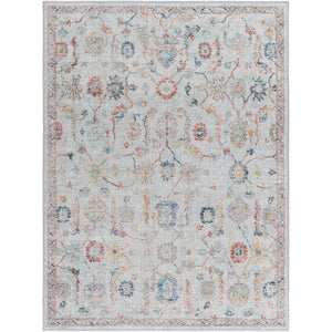 Katharyn Traditional Pale Blue Washable Area Rug