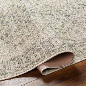 Andera Traditional Dark Moss Washable Area Rug
