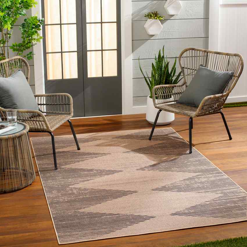 Kristianne Global Tan/Dark Gray Washable Area Rug