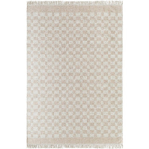 Clinten Solid and Border Tan Area Rug