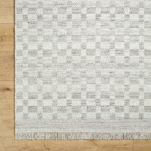Clinten Solid and Border Light Gray Area Rug