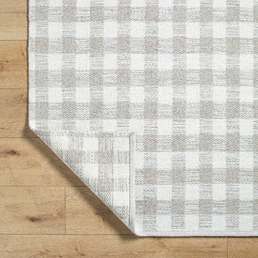 Jamaris Solid and Border Light Grey Area Rug