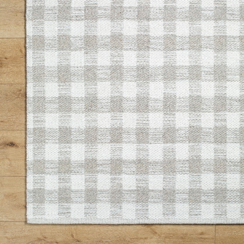Jamaris Solid and Border Light Grey Area Rug