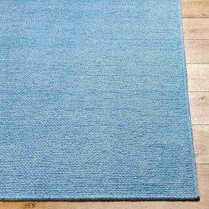 Tobey Solid and Border Pale Blue Washable Area Rug