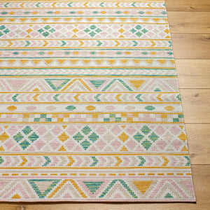 Latroy Coastal Blush/Green Area Rug