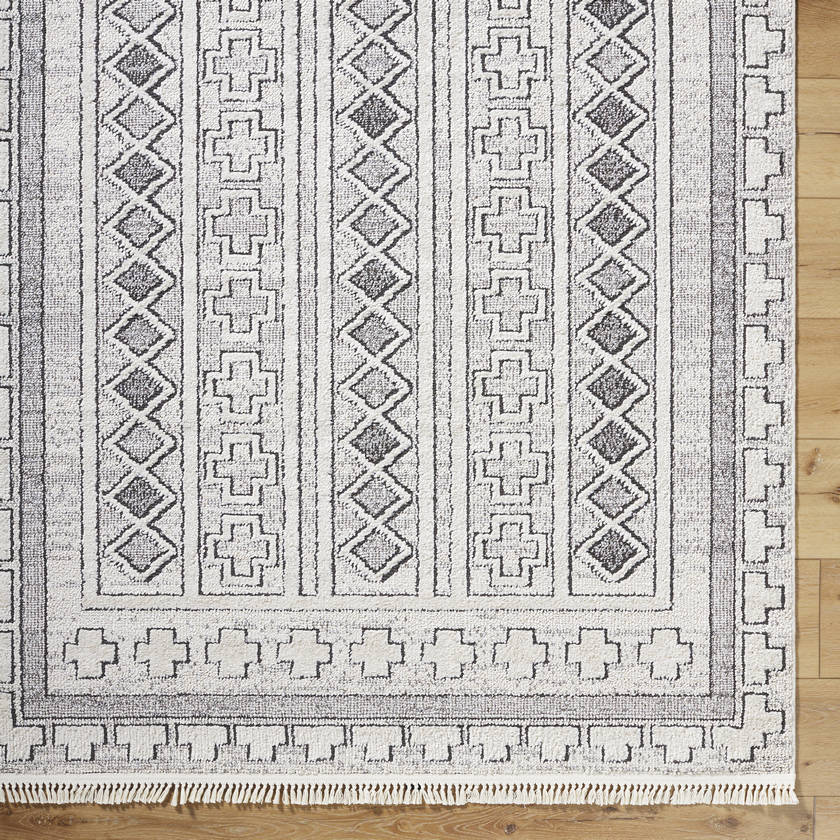 Lindell Modern Ivory/Black Area Rug