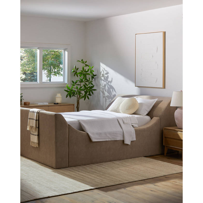 Aris Beige/Brown Upholstered Bed