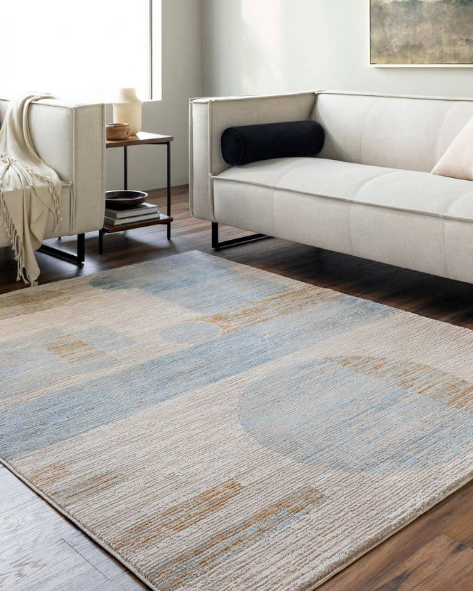 Sumer Modern Tan/Blue Area Rug