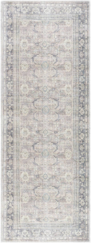 Eran Traditional Light Silver Washable Area Rug