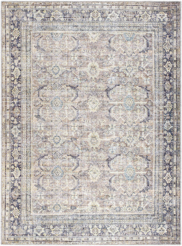Eran Traditional Light Silver Washable Area Rug
