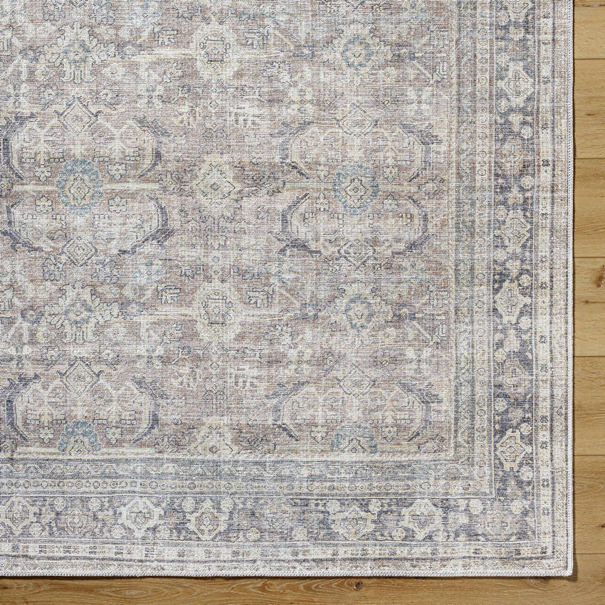 Eran Traditional Light Silver Washable Area Rug