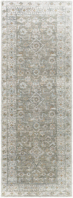 Dian Traditional Khaki/Light Silver Washable Area Rug