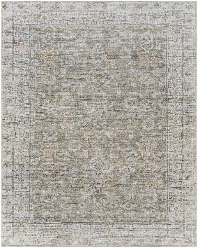 Dian Traditional Khaki/Light Silver Washable Area Rug