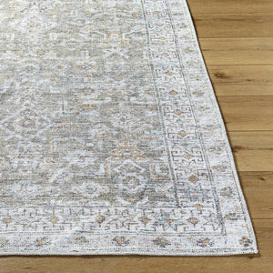 Dian Traditional Khaki/Light Silver Washable Area Rug
