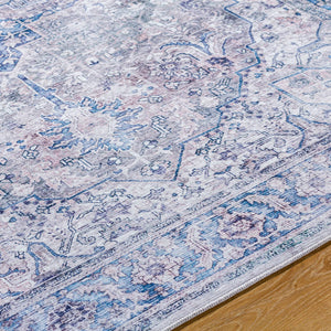 Jessy Traditional Denim Washable Area Rug