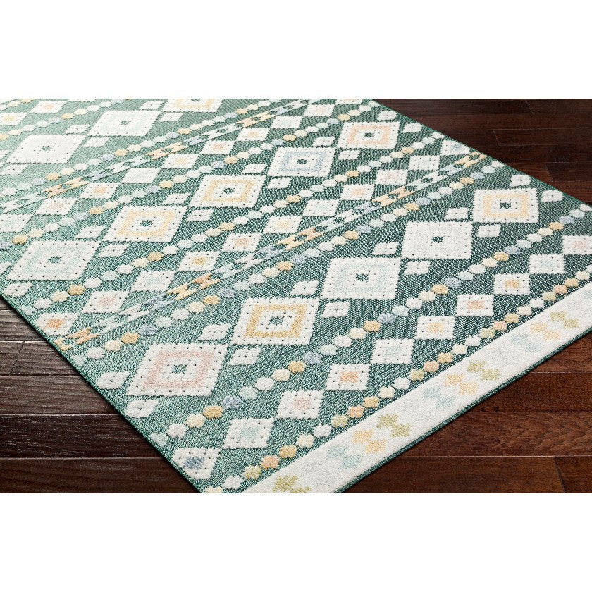 Zarinah Coastal Medium Green Area Rug