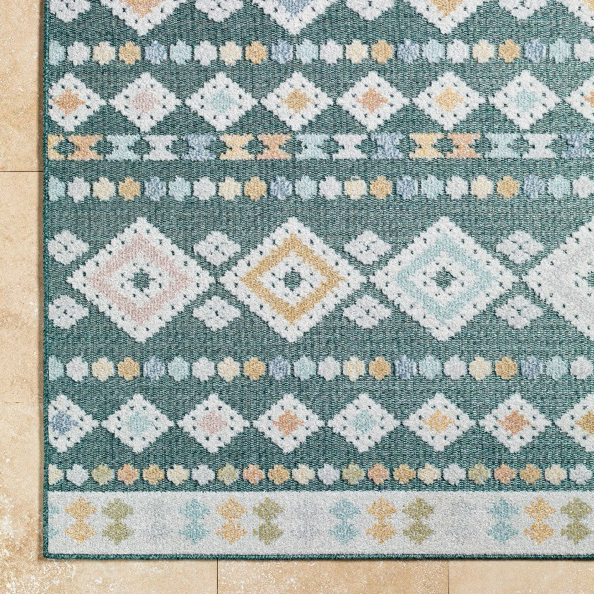 Zarinah Coastal Medium Green Area Rug