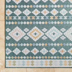 Zarinah Coastal Medium Green Area Rug