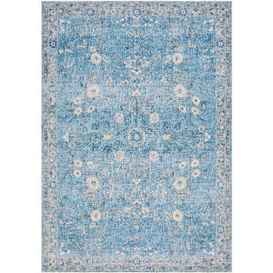 Jeaneen Traditional Slate/Blue Washable Area Rug