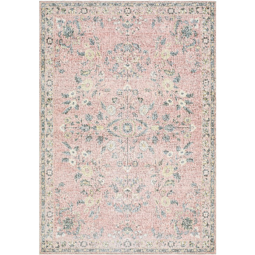 Jeaneen Traditional Light Grey/Rust Washable Area Rug