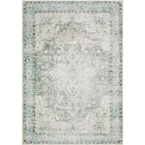 Chelcey Traditional Dark Green Washable Area Rug