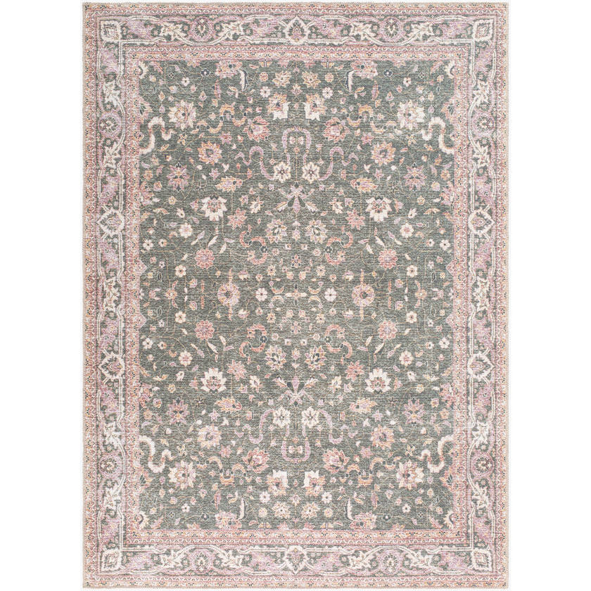 Tayce Traditional Medium Green Washable Area Rug