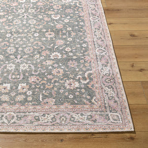 Tayce Traditional Medium Green Washable Area Rug