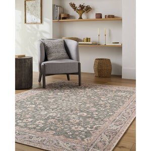 Tayce Traditional Medium Green Washable Area Rug