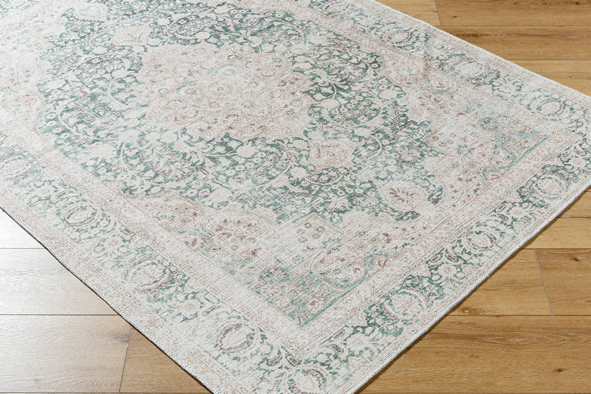 Special Traditional Dark Green Washable Area Rug