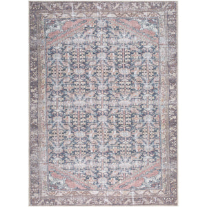 Amberlie Traditional Dark Brown Washable Area Rug