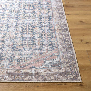 Amberlie Traditional Dark Brown Washable Area Rug