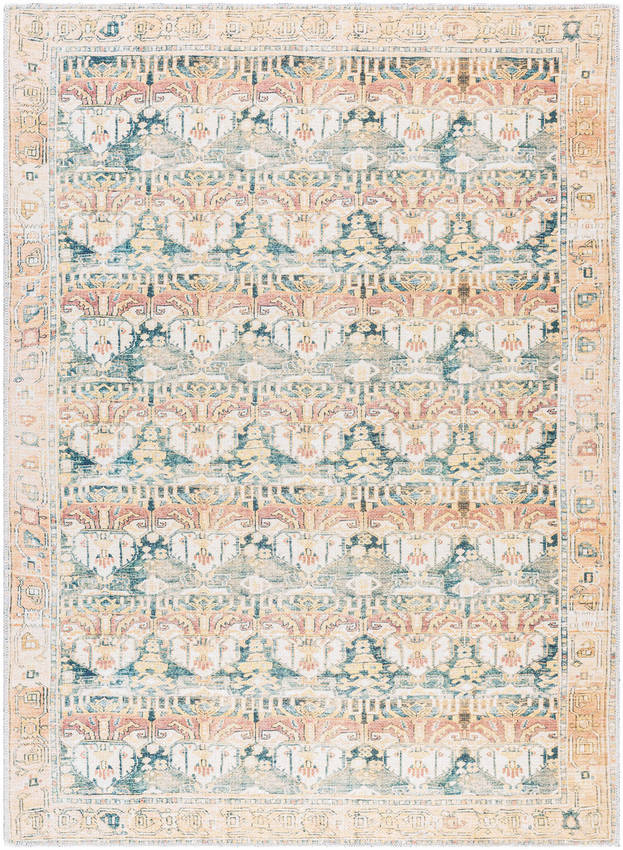 Kathaleen Traditional Apricot Washable Area Rug