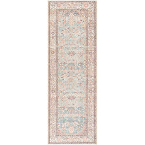 Kyeisha Traditional Pale Blue Washable Area Rug