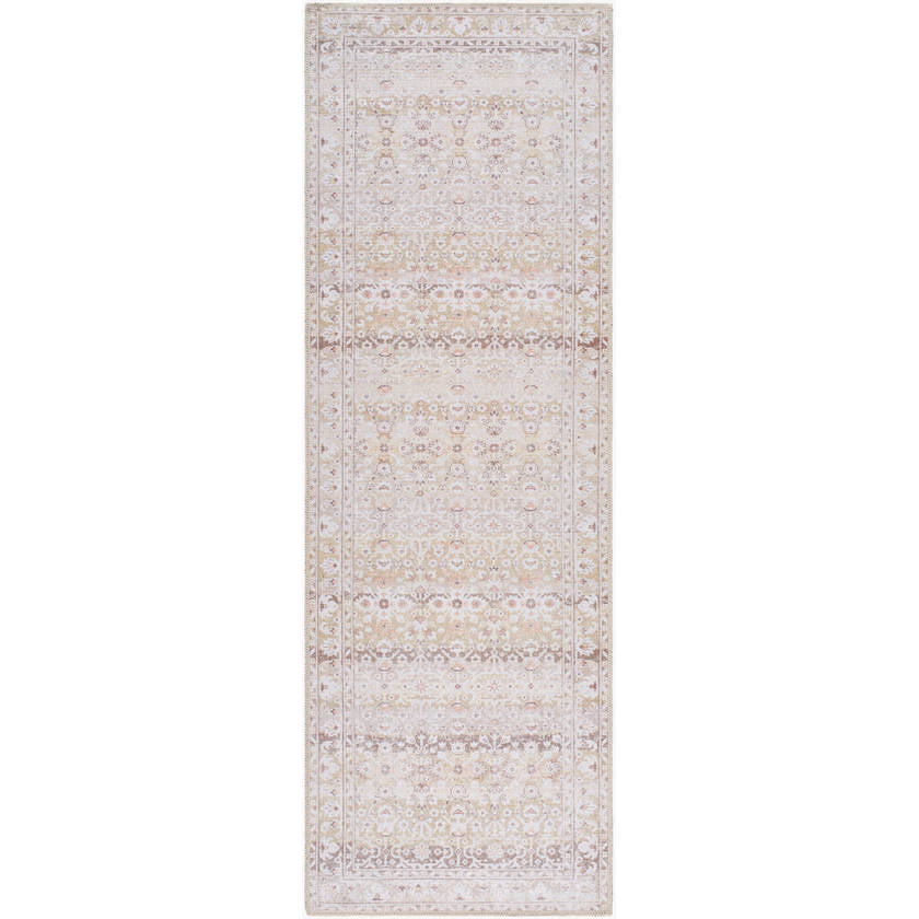 Kyna Traditional Light Brown Washable Area Rug