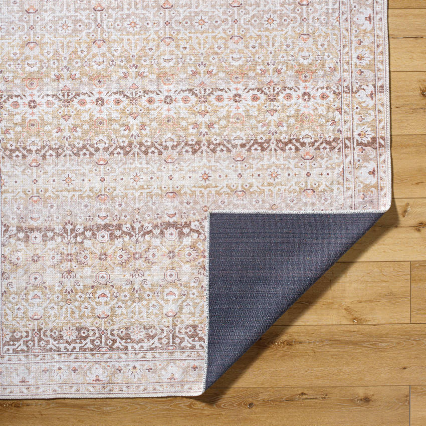 Kyna Traditional Light Brown Washable Area Rug