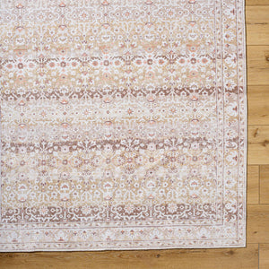 Kyna Traditional Light Brown Washable Area Rug