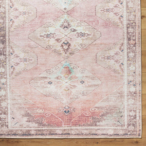 Candise Traditional Dusty Pink Washable Area Rug