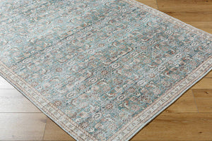 Bradly Traditional Dark Green Washable Area Rug