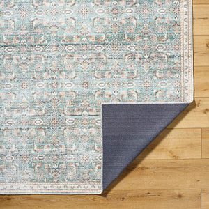 Bradly Traditional Dark Green Washable Area Rug