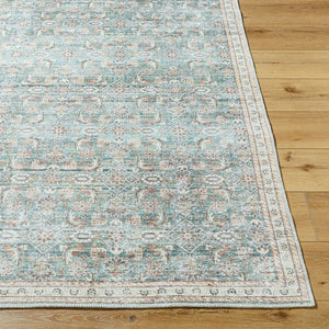 Bradly Traditional Dark Green Washable Area Rug
